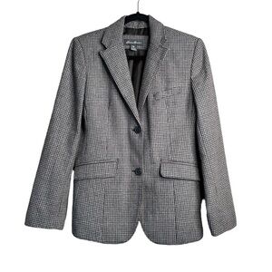 Eddie Bauer 2 Button Blazer Jacket Wool Blend Plaid Vintage Academia Women’s 8